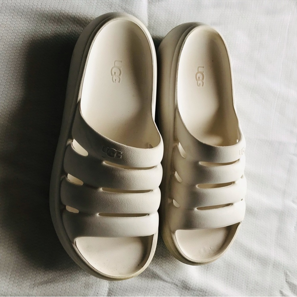 UGG White Slide Sandals - Picture 5 of 9